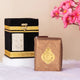 Kaaba Box 30 Para Quran - Spiritual Gift | Handcrafted, Made in India. Open Kaaba box revealing a brown-gold Quran set, perfect for Hajj & Umrah gifts.