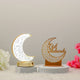 Noor-e-Chand Decor Set - Eid Decor Set featuring a glowing white moon lamp and golden Eid Mubarak crescent, perfect for Ramadan ambiance.