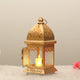 Golden lantern from the Majestic Glow Decor Set - Eid Decor Set, featuring intricate cutouts and warm LED light for Eid ambiance.