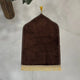 Brown Kids Dome Janamaz - Kids Prayer Rug with dome shape and golden tassels, soft texture, foldable for travel or school use.