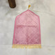 Kids Dome Janamaz - Perfect Prayer Rug for Kids in soft pink velvet, dome-shaped with gold tassels, laid flat on a marble floor.