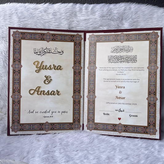 Personalized Nikah Nama (A3 Size)