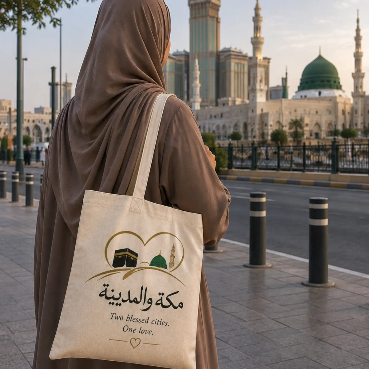 Makkah & Madinah Blessed Cities Canvas Tote Bag