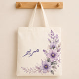 Arabic Bloom – Personalised Name Floral Tote Bag
