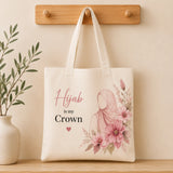 Hijab Is My Crown – Floral Islamic Tote Bag