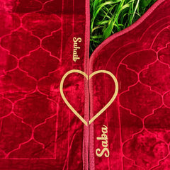 Maroon & Maroon Dome Couple Janamaz with Heart