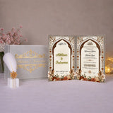 Ishq-e-Marjan Nikah Nama Hamper offwhite – elegant Islamic Nikah Nama booklet with golden embellishments symbolizing love and loyalty