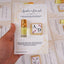 Premium Ittar & Chocolate Customised Card Favors for Nikah featuring a mini perfume bottle and personalized chocolate on floral gold-accented card.