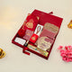 Red Jannah Treasures Ramadan Hamper with premium Islamic items like Quran, tasbeeh, ittar, and miswak, ideal for Ramadan celebrations and gifts.