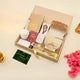 Beige Jannah Treasures Ramadan Hamper open box with premium Islamic items for Ramadan, ideal for gifting in Jaipur or New Zealand.