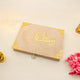Beige Jannah Treasures Ramadan Hamper with Arabic calligraphy and gold crescent moon, ideal for spiritual Ramadan and Eid celebrations.