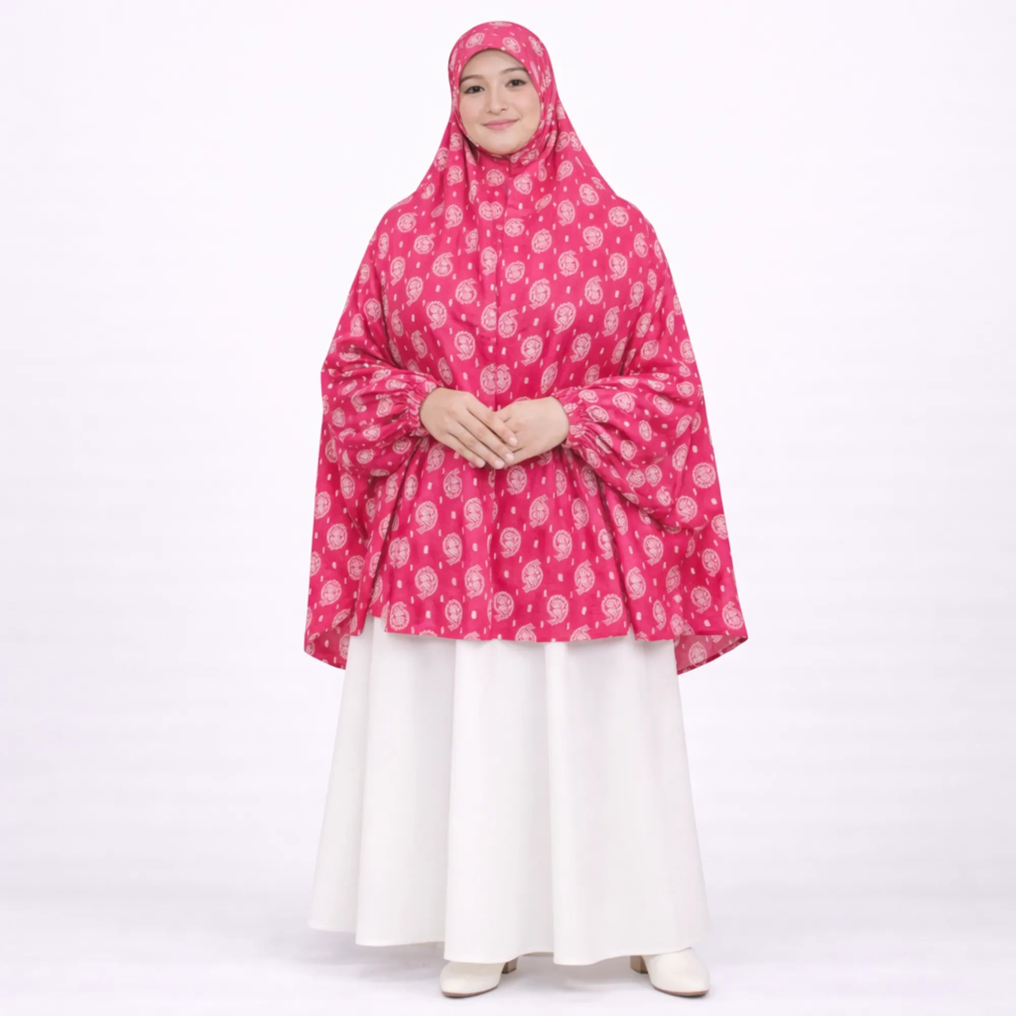 Pink floral prayer dress with modest design Main image