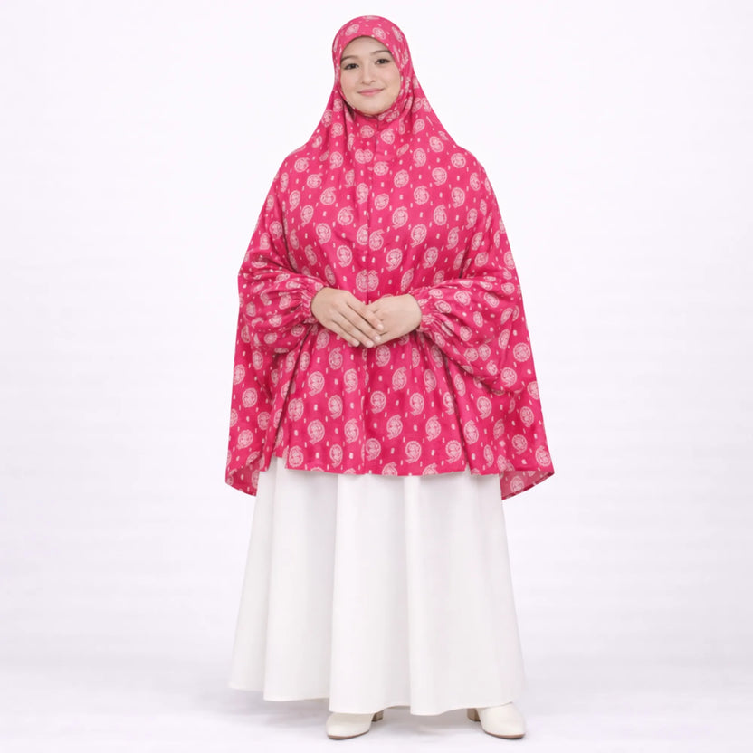 Pink floral prayer dress with modest design Main image