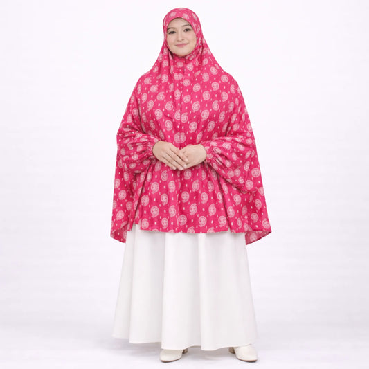 Pink floral prayer dress with modest design
