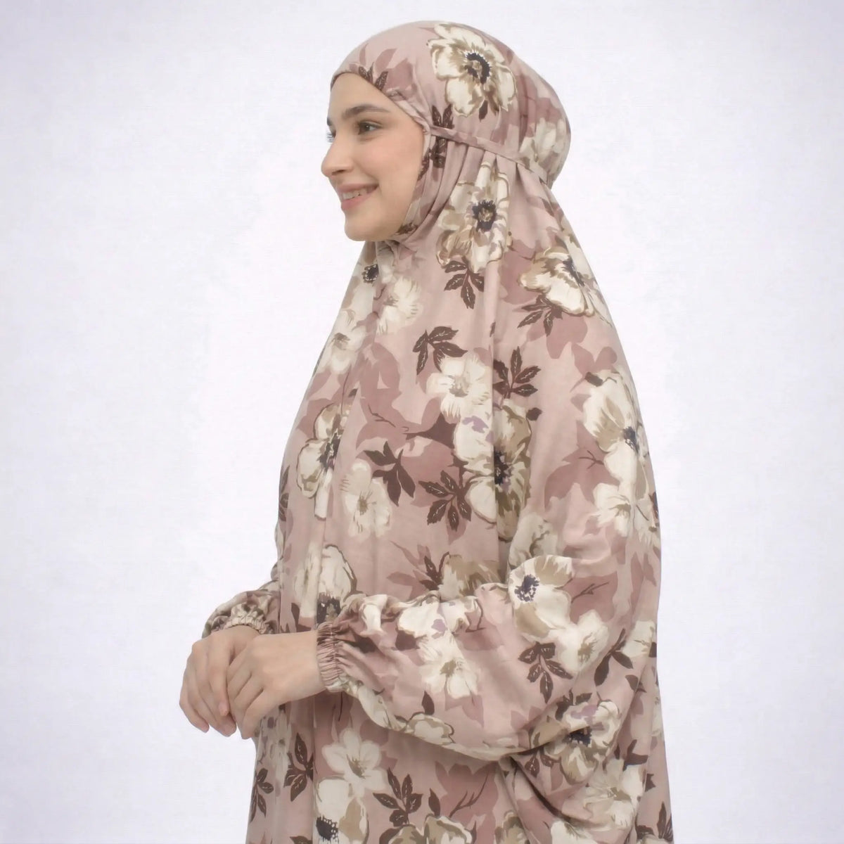Side view of floral prayer dress