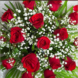 Love For Red Roses Arrangement — detail of the flowers and wrapping