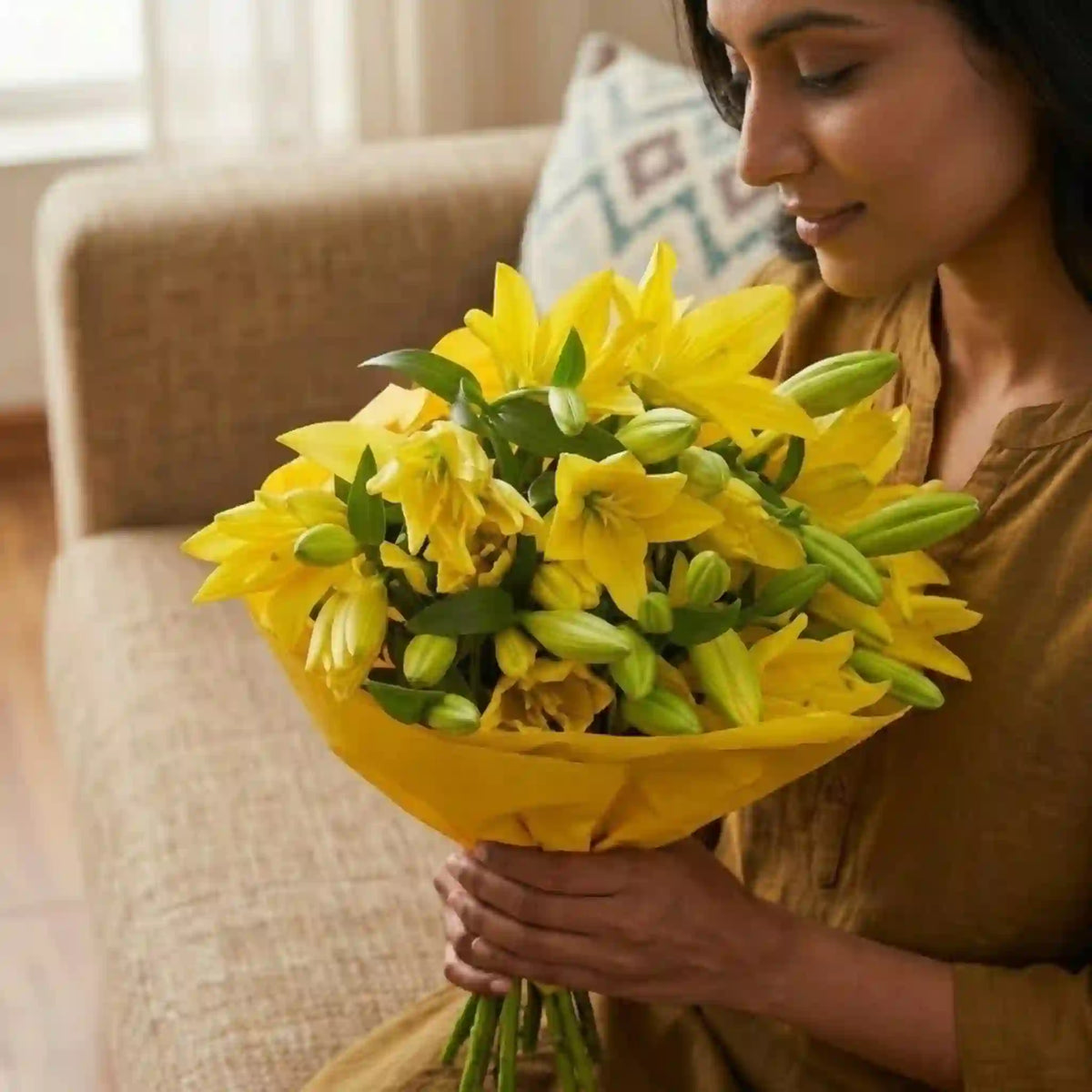 Lovely Asiatic Lilies Bunch shown from a different angle