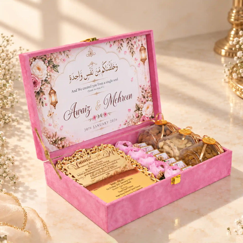 Qubool Forever – Personalised Luxury Nikah Invitation Hamper