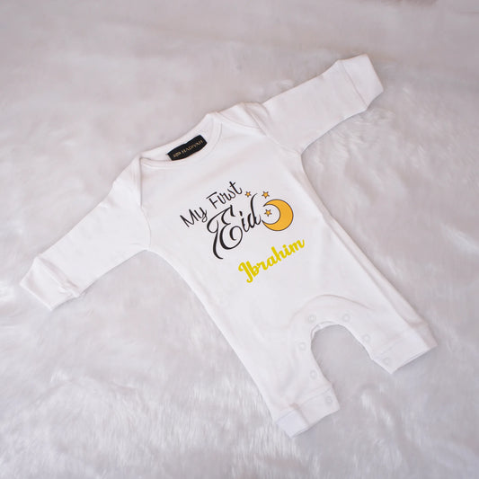 My First EID Baby Boy Romper with Name
