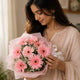 Magic Of Love Pink Floral Bouquet — detail of the flowers and wrapping