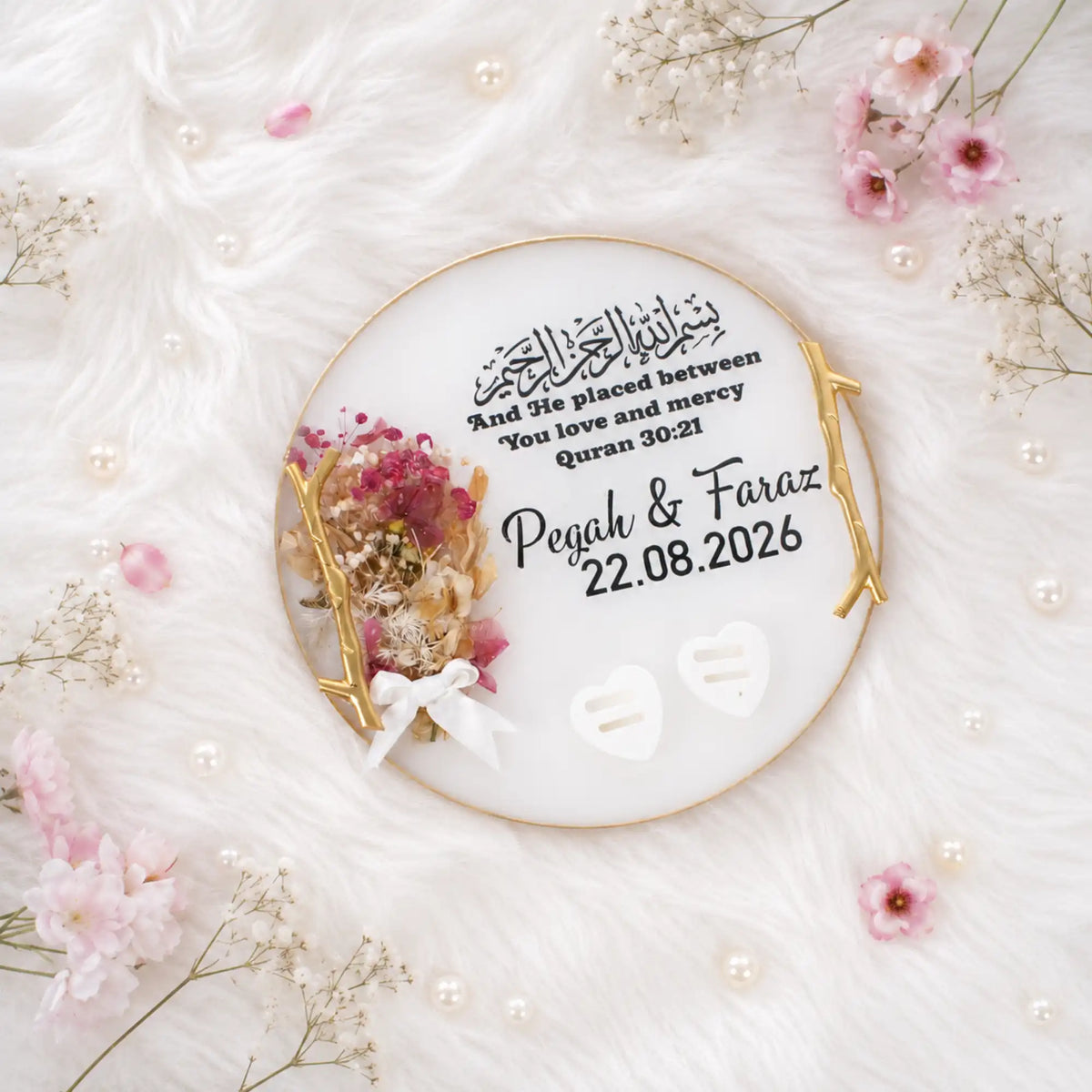 Marble Elegance Nikah Ring Platter