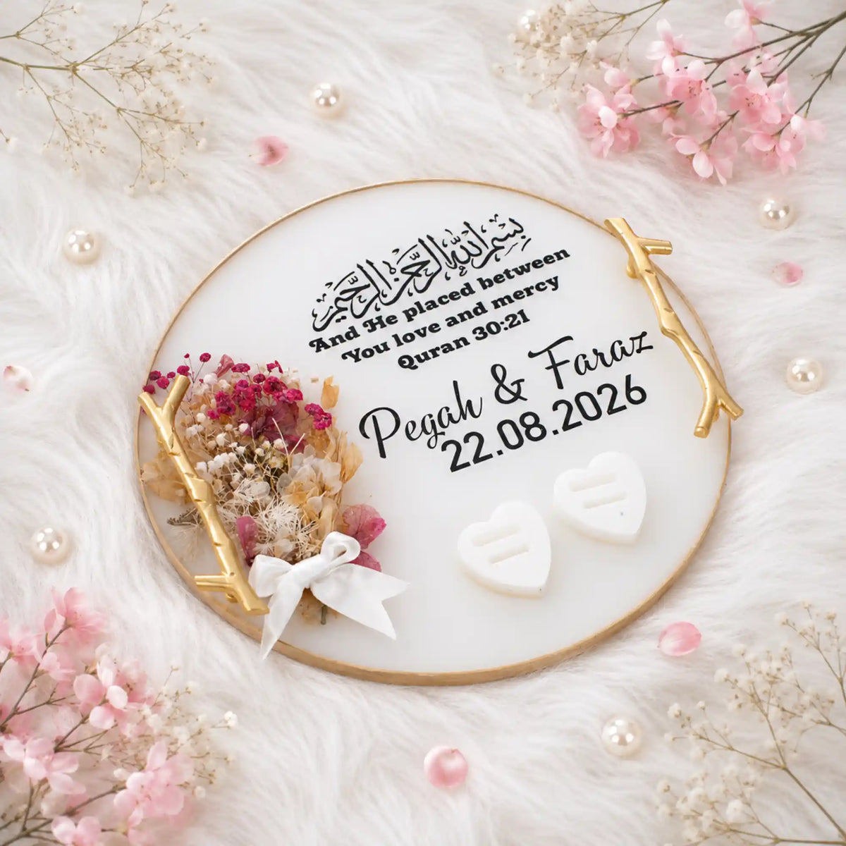 Marble Elegance Nikah Ring Platter
