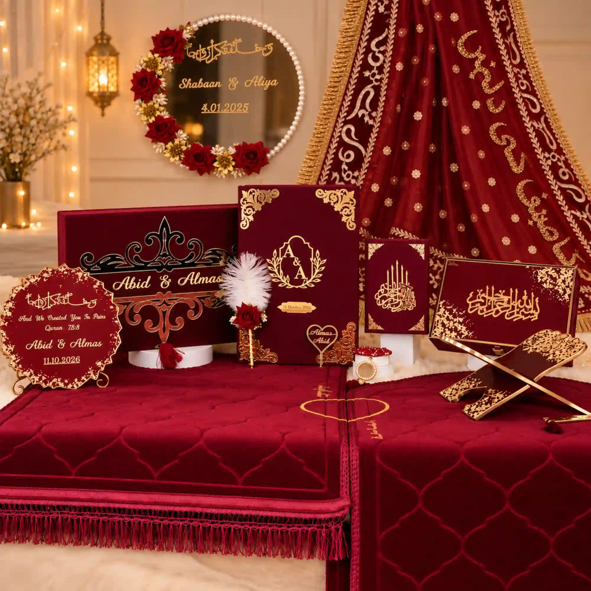 Maroon Flakes Amaanat-e-Nikaah (امانت نکاح) Bridal Quran Set