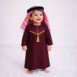 Maroon Omani Thobe Set for Baby Boy — kids' Islamic gift