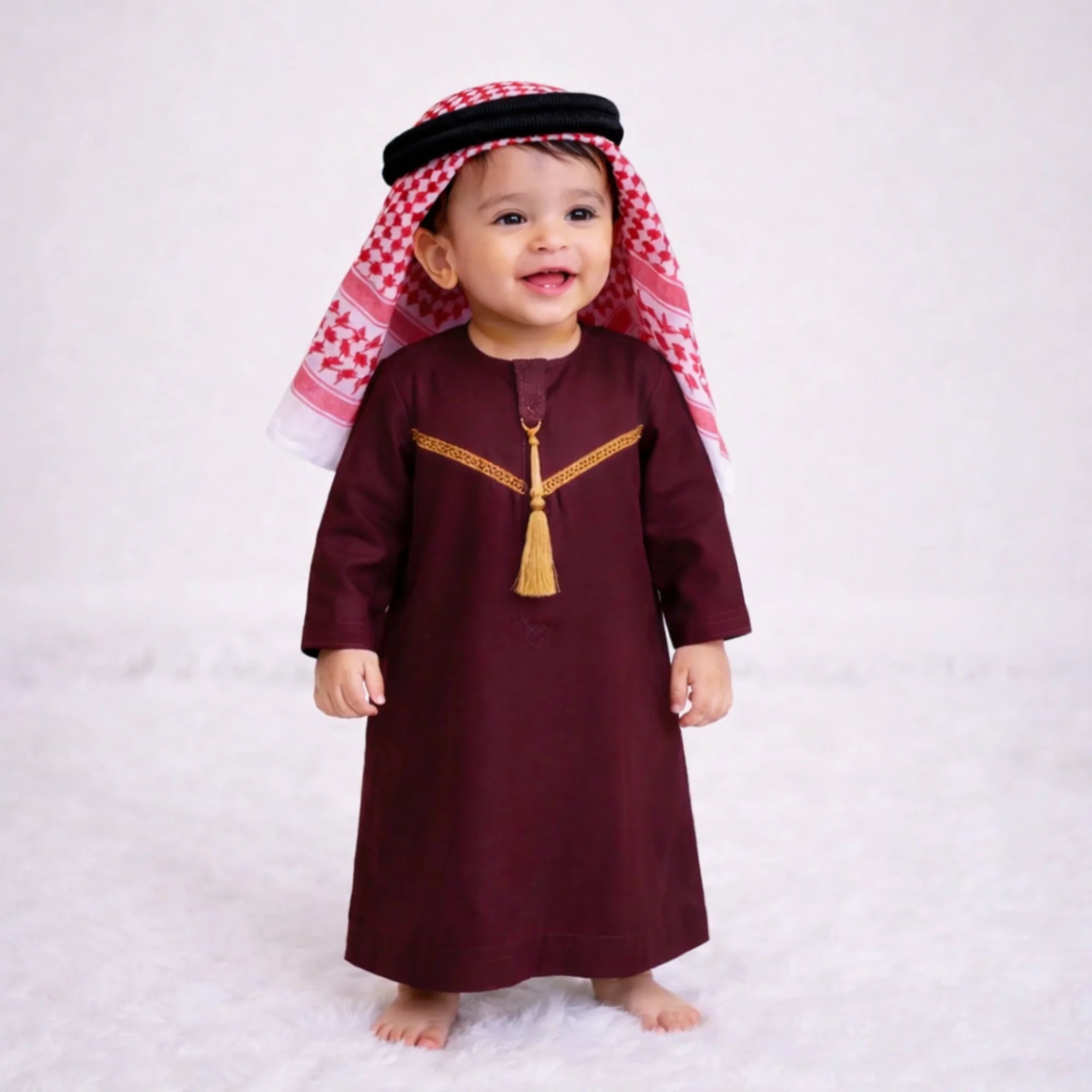 Maroon Omani Thobe Set for Baby Boy Main image