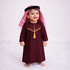Maroon Omani Thobe Set for Baby Boy