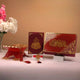 Maroon Flakes Rehal Hamper - Premium Quran Gift Set with velvet Quran, acrylic tasbeeh, and decorative Rehal. Ideal for Islamic gifting occasions.