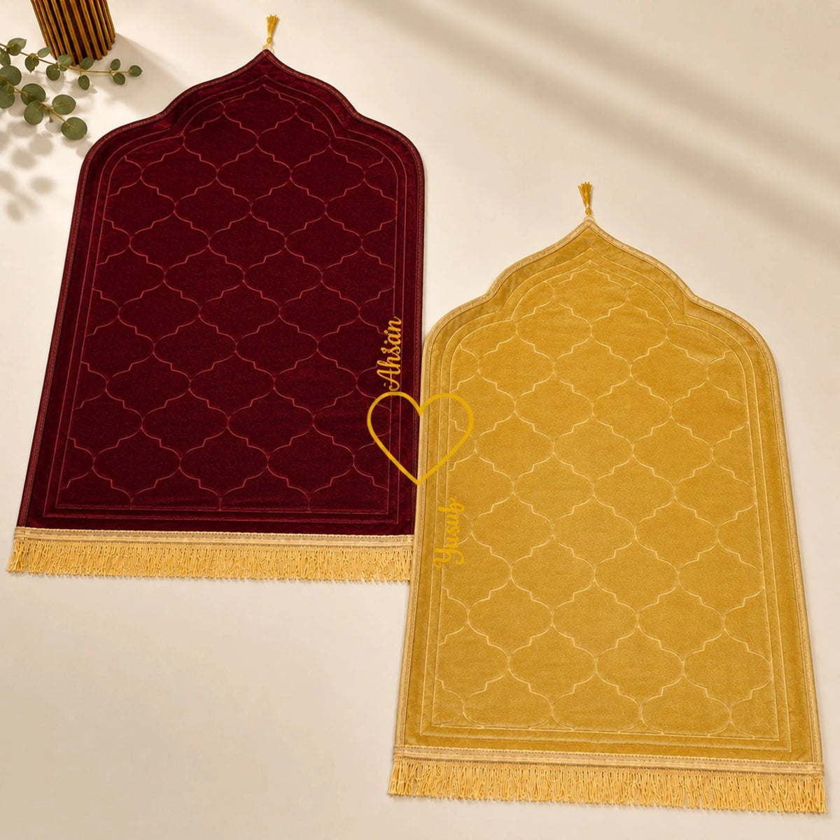 Customised Dome Couple Janamaz with Heart