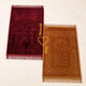 Golden & Maroon Couple Janamaz Set featuring two soft rectangular prayer mats with heart design, ideal for Islamic weddings and gifts.