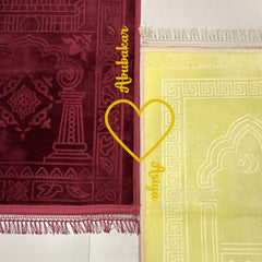 Offwhite & Maroon Rectangle Couple Janamaz with Heart
