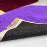 Underside of purple prayer mat from Maroon & Purple Couple Dome Janamaz Set, showing anti-slip backing and quality craftsmanship.