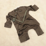 Charcoal Green Thobe Romper for Baby Boys