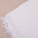 Close-up of Premium Men's Towel Ihram fabric showing high GSM terry texture and fringed edges. Ideal for Hajj & Umrah essentials collection.
