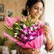 Mesmerizing Purple Orchid Bouquet — detail of the flowers and wrapping