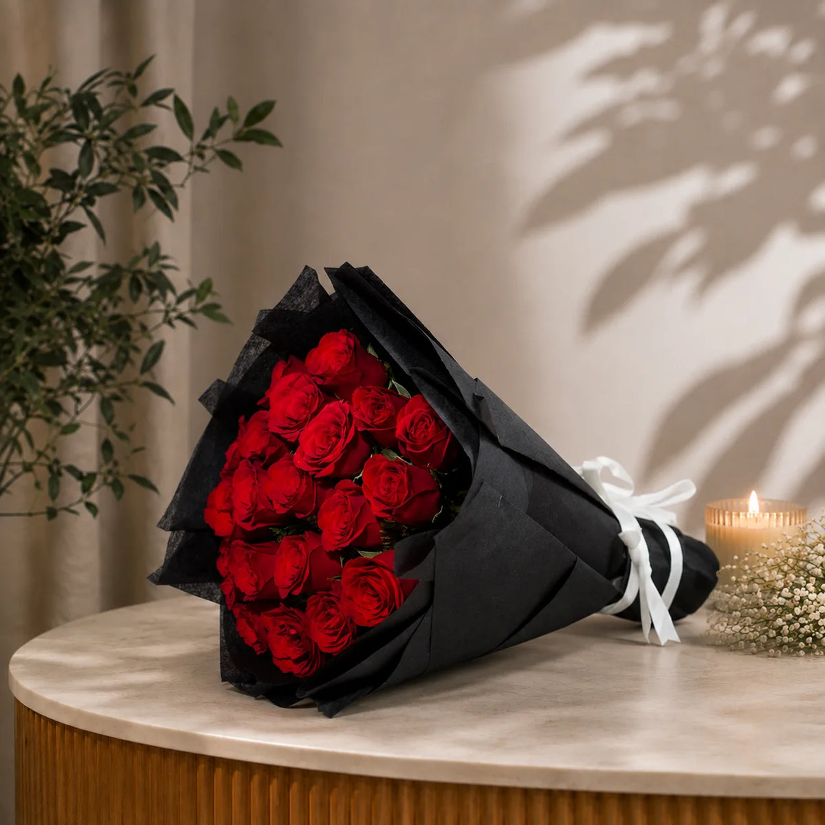 Mesmerizing Red Roses Bouquet — fresh flower bouquet, gift packaging