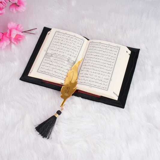 Black Mini Quran with Feather Bookmark