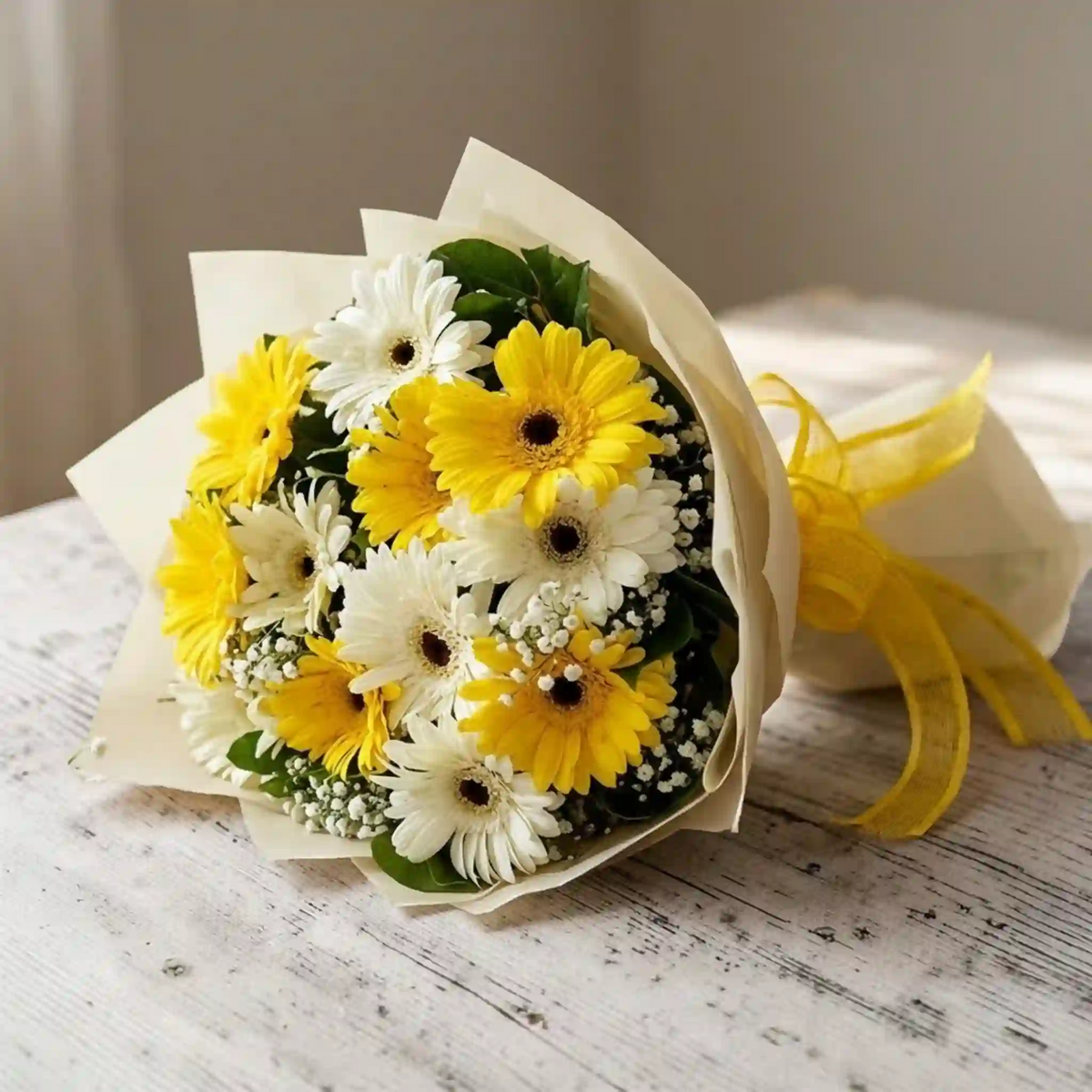Mix Gerbera Flowers Bouquet shown from a different angle