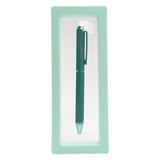 Teal pen in a light green box on a white background