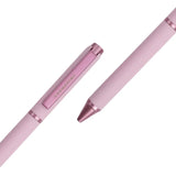 Pink pen with a metallic cap on a white background