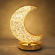 Crystal Touch Moon Lamp with golden base and glowing crescent design, perfect for Islamic gifts and elegant home lighting.