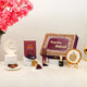 Premium Ramadan Gift Box by Mubarak Moments in purple with spiritual items like tasbeeh, ittar, and Islamic decor. Ideal festive hamper.