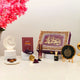Purple Mubarak Moments Ramadan Gift Box featuring prayer essentials, ittar, and LED decor. Thoughtful gift hamper for Ramadan.