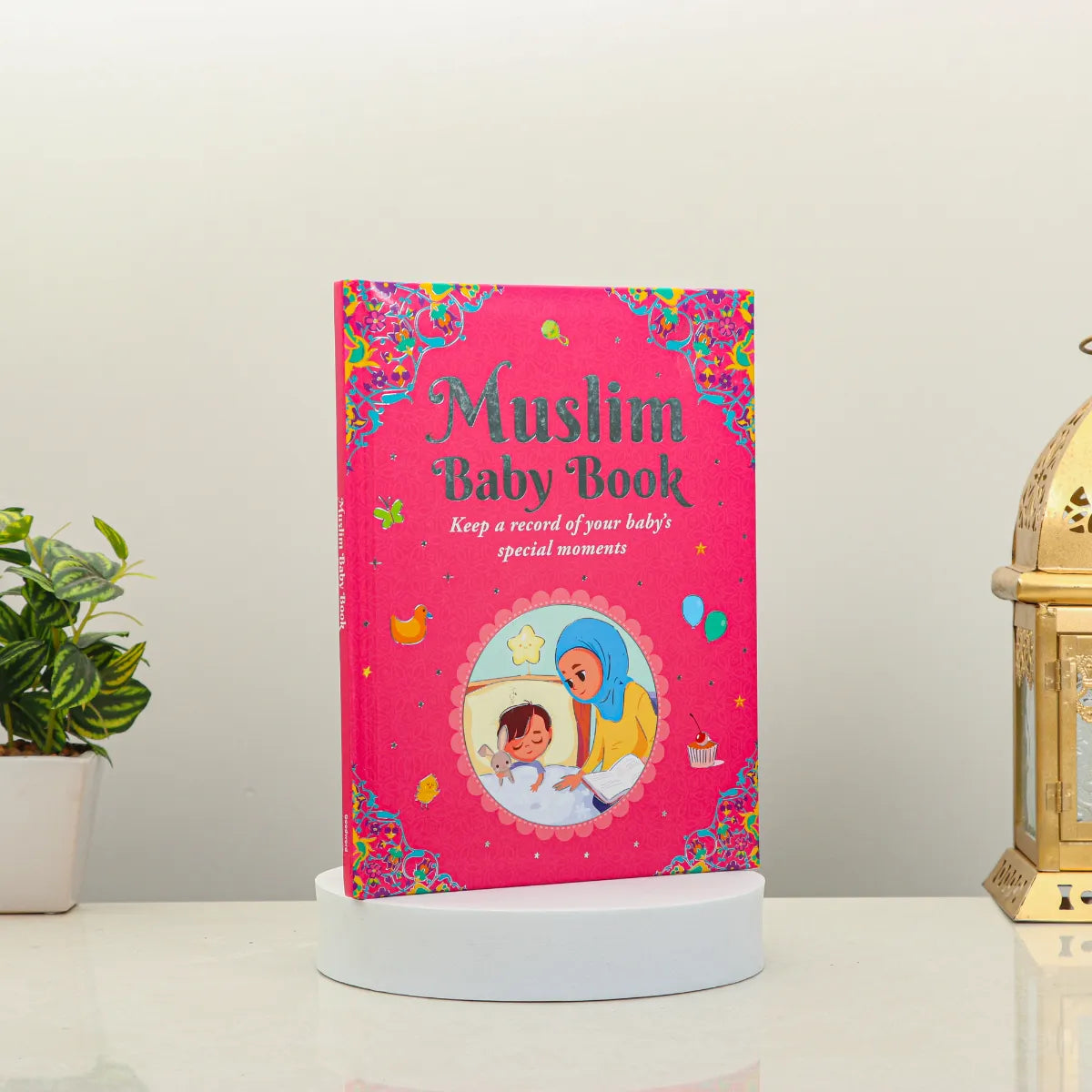 Front view of Muslim Baby Book - Keepsake for Memories | Inspiring Verses, designed for Islamic families to document baby’s early years with love.