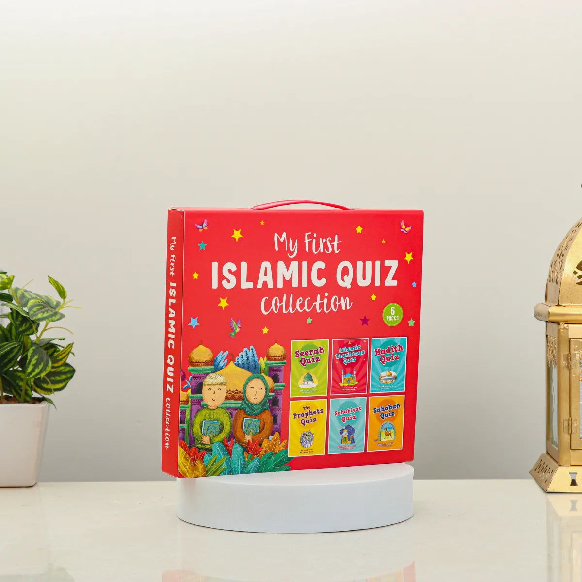 Side angle of Islamic Quiz Cards Set - My First Quiz Collection | 6 Pack, showing vibrant packaging ideal for Islamic learning and gifting.