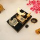 Nazakat Luxury Ramadan Hamper displayed on a table with gold lantern, moon lamp, and bakhoor burner in a velvet tray, ideal for festive gifting to New Zealand.