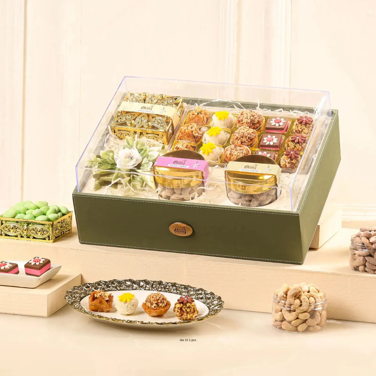 Nazrana-e-Tohfa Set - Festive Gift Hamper with assorted sweets, dry fruits, and luxury packaging, ideal for weddings and celebrations.